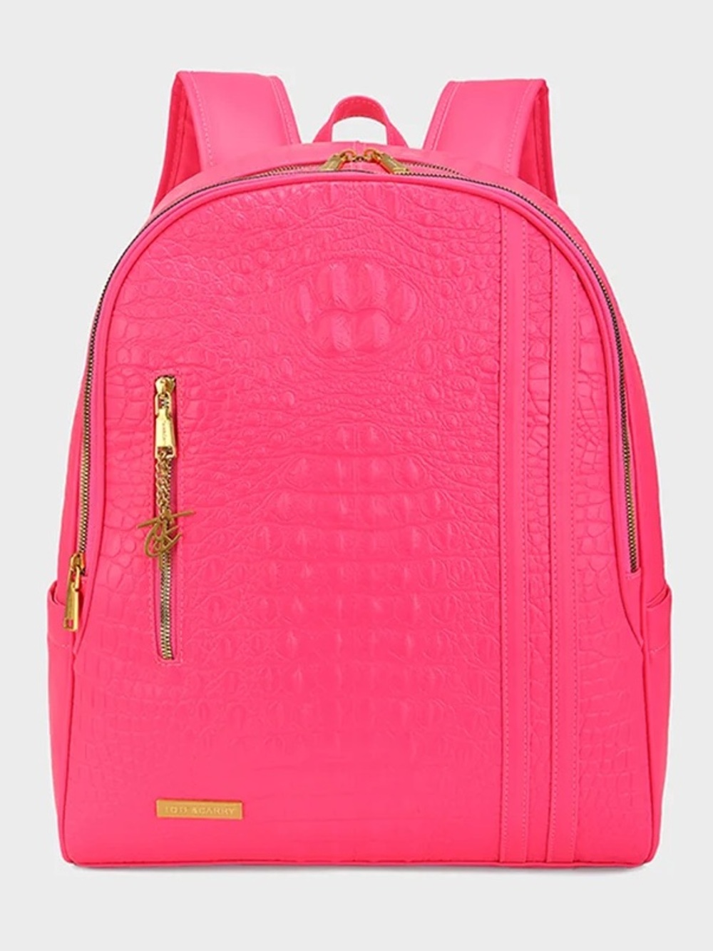Tote&Carry Statement Traveler Backpack Neon Pink w/ Gold Hardware